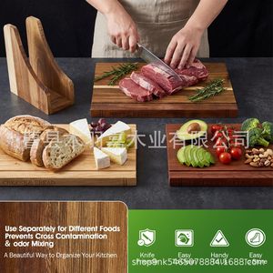 Wooden Book Shaped Tray 3 Piece Solid Wood Cutting Board <b>Kitchen</b> Serving Platter Restaurant Use - Product Image 5