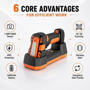 Escáner Industrial Inalámbrico 1D 2D 2.4G, Lector de Códigos QR y de Barras, Alcance de 80m, IP65, 3400mAh, con Base de Carga - Product Image 3