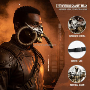 Máscara de Meia-<span class=keywords><strong>Face</strong></span> Steampunk Wasteland Skull para Halloween, Fantasia de Terror e Decoração de Casa - Product Image 2