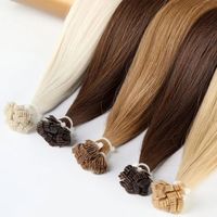 Extensions de cheveux à trame plate, cheveux humains lisses