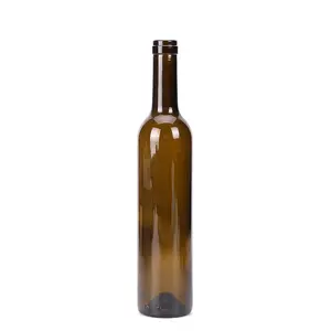 Atacado 375ml 500ml 750ml Garrafa De Vinho De Vidro Âmbar Botella Licor Premium Tapones De Botella De Bino Com Cortiça