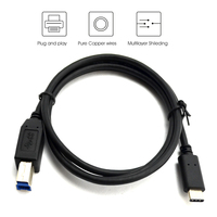Kabel USB Type C ke USB 3.0 Type B 3A Pengisian Cepat PVC Berlapis Tembaga Berpelindung Foil untuk Komputer Kamera