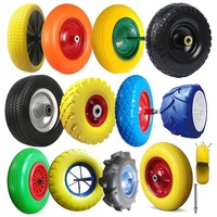 Personnalisable 6 8 10 12 13 16 pouces PU polyuréthane mousse anti-crevaison plat roue libre pour brouette outil chariot roue