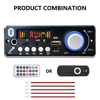 Amplificador de 120W con Decodificador MP3 de 4 Canales 30Wx4 para Auto, USB, TF, AUX, Micrófono, Tipo-C, DC12V, Pantalla Digital y Control Remoto