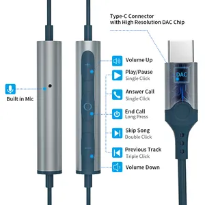 OEM earphone kabel Tipe C, Headset earbud In-ear bebas genggam dengan Mic untuk ponsel Oneplus Xiaomi