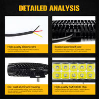 Foco LED de 48W para Motocicleta, Luces Intermitentes Impermeables, Faros Delanteros, Lámpara de Trabajo de 12-60V para Vehículos Todoterreno, Barcos y Camiones