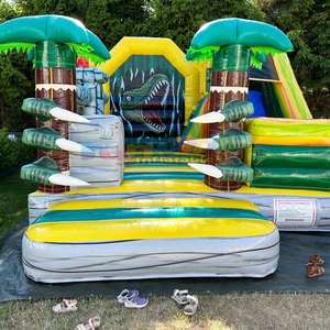 Castillo inflable de dinosaurio T-Rex con tobogán, combo inflable para fiestas infantiles, casa de brinco. - Product Image 1