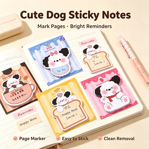 Bloc-notes autocollants mignons en forme de chien, adhésifs, inscriptibles, sans bavures, faciles à décoller - Product Image 4