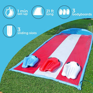 Jardin extérieur Triple Racer glissade d'<span class=keywords><strong>eau</strong></span> et toboggan gonflable extérieur jardin toboggan arroseur <span class=keywords><strong>tapis</strong></span> anti-éclaboussures pour enfants adultes - Product Image 5
