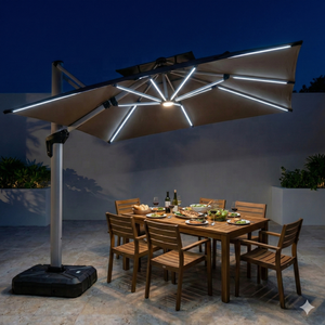 Nouvel <span class=keywords><strong>Parasol</strong></span> de Terrasse Rond de 3 Mètres, Grand <span class=keywords><strong>Parasol</strong></span> Cantilever Extérieur Robuste et Résistant au Vent <span class=keywords><strong>pour</strong></span> Jardin, Terrasse et Piscine - Product Image 3