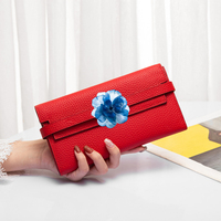 Pochette longue de luxe en cuir pleine fleur pour femme ; Sac de soirée, portefeuille long, personnalisation en gros directe usine