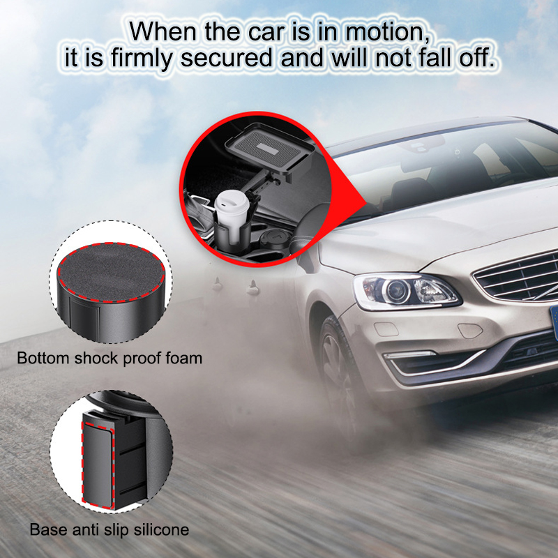 Wholesale Large Size Car Phone Holder with Adjustable Height - ABS Material Cup and Food Tray