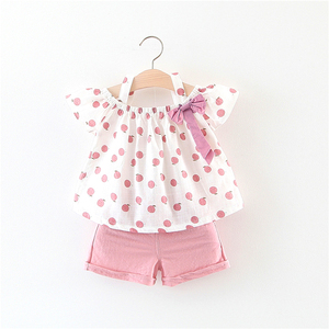 calidad de algodón lavado apple Impresión de verano niño niños ropa de verano conjuntos de vuelta a la escuela chica de trajes - Product Image 1