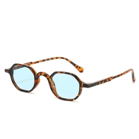 Lunettes de soleil hexagonales à petite monture tendance 6205 pour femmes et hommes, lunettes de soleil de marque, lunettes de soleil rétro rectangulaires à imprimé léopard
