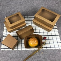 Boîte alimentaire jetable en papier kraft brun avec fenêtre transparente pour salade, idéale pour bento, sandwichs et plats à emporter