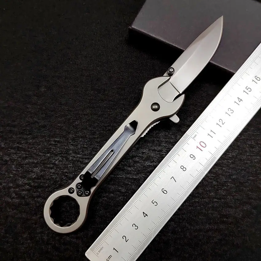 Portable new tool multifunctional wrench all-steel folding knife