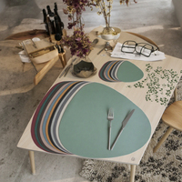 Tapis de table en cuir PU double face de haute qualité Design moderne Ensemble lavable imperméable écologique Napperons ovales uniques irréguliers