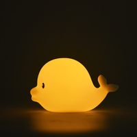 Mini lampe de nuit en silicone LED RGB en forme de dauphin, commande tactile, rechargeable par USB, mignonne, pour enfants, lampe de chevet pour bébé, lampe de nurserie