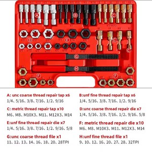 48-Piece Hand Tool Set for Nut Screw Thread Repair Includes <b>Tap</b> Die Wrench for Rusty Screw Removal in Hard Case with OEM Support - Product Image 2