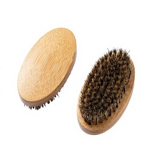 <span class=keywords><strong>Brosse</strong></span> à raser ovale pour homme en poils de sanglier avec manche en bambou naturel, personnalisable avec logo, vente en gros d'usine - Product Image 1