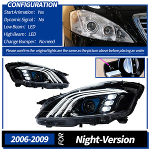 ไฟหน้า LED ขายดีสำหรับ Mercedes <span class=keywords><strong>Benz</strong></span> <span class=keywords><strong>S300</strong></span> S350รุ่น <span class=keywords><strong>W221</strong></span> 2006-2012ปลั๊กแอนด์เพลย์ไฟหน้าอัปเกรด DRL อัตโนมัติ - Product Image 2