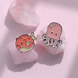 Broches de Metal com Temática Marinha: Tubarão-Baleia, Golfinho, Peixe-Balão - Presente Divertido para Crianças, Joias e Acessórios de Desenho Animado - Product Image 5