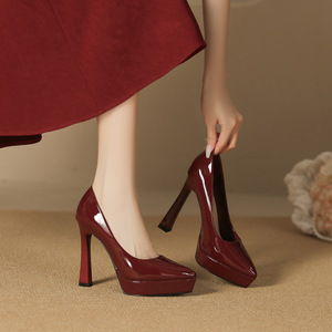 Escarpins à talons épais et bout pointu pour femmes, en microfibre premium avec amorti, chaussures habillées formelles - Product Image 5