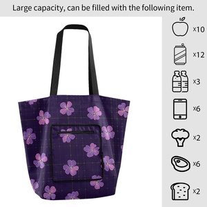Reusable Polyester Boutique Market Custom Design Eco-friendly <b>Foldable</b> Shopping Tote <b>Bag</b> Flower Grocery Shoulder Shopping <b>Bags</b> - Product Image 4