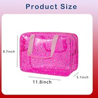 Tas Makeup PVC Pink Motif Bintang 2026 dengan Pegangan, Organizer Kosmetik Tahan Air untuk Perjalanan Wanita, Kantong Perlengkapan Mandi Transparan TSA