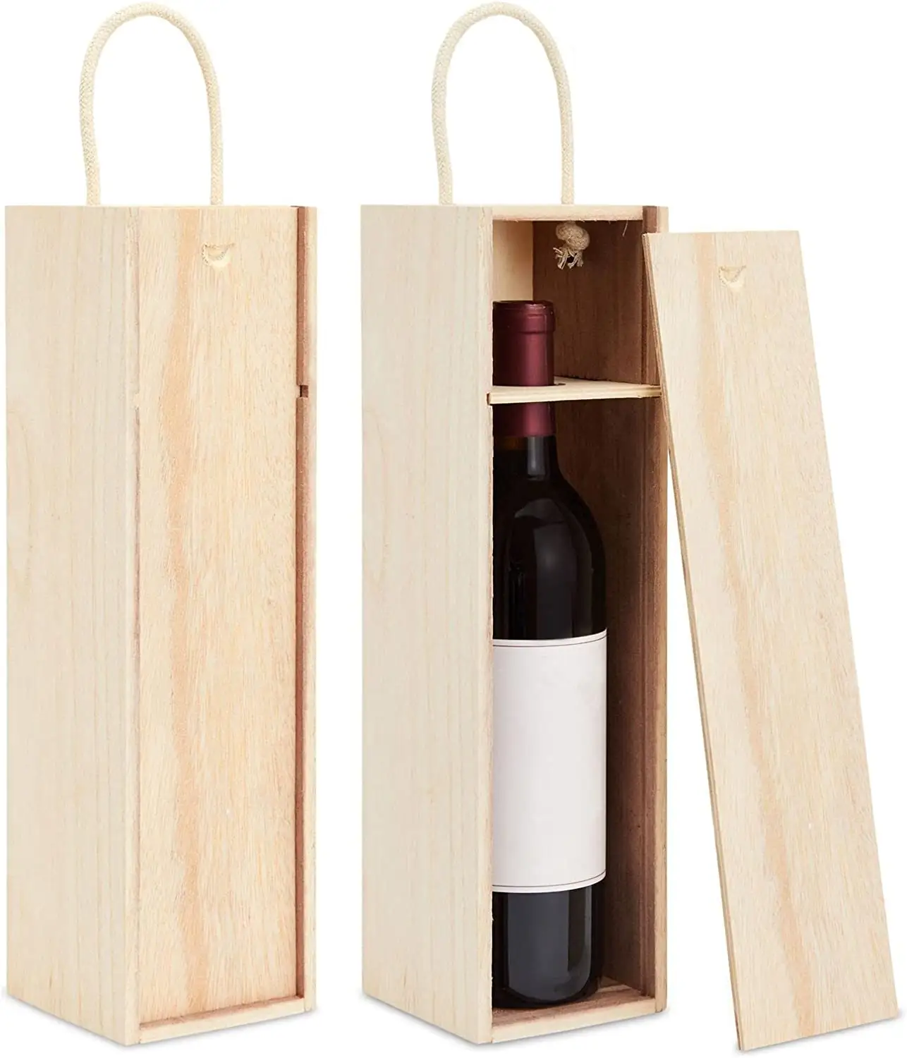 Wooden Wine Liquor Bottle Box For Birthday Party Housewarming Wedding Anniversary Single Wood Storage Gift Box