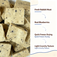 Carne de Conejo Liofilizada Natural con Arándanos, Bocadillos Saludables para Mascotas, Hipoalergénicos, Antioxidantes, con Proteína, para Perros y Gatos