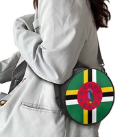 Sac à main rond en PU avec drapeau de la Dominique pour femme, sac à dos multifonctionnel pour voyage en plein air
