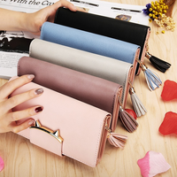 Dompet telinga kucing wanita mode baru dompet panjang gaya Jepang dan Korea dompet amplop uang tunai tempat kartu kredit ID banyak kartu