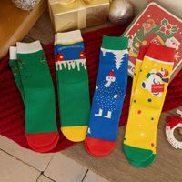 Coffret cadeau de Noël, chaussettes, lot de 4 paires, dessin animé Père Noël, chaussettes épaisses et chaudes pour l'hiver, chaussettes pour hommes, femmes, couples, cadeau de fête pour offrir