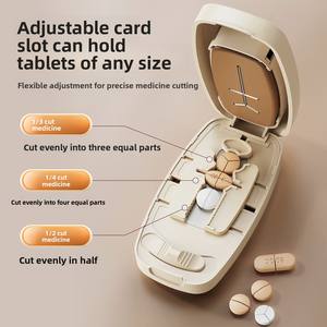 1/4 1/3 1/2 ポータブルトラベルピルタブレットカッタースプリッターホルダー薬箱、ステンレス鋼ブレードクラッシャーとグラインダー付き - Product Image 4