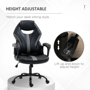 Chaise de jeu minimaliste avec accoudoirs, roulettes pivotantes, noir, classe 2, chaise de jeu de course à bascule avec accoudoirs, roulettes pivotantes - Product Image 3
