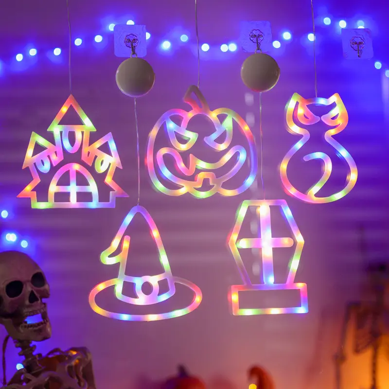 LED rüya renkli yanıp sönen avize bekleyen enayi pencere ışık cadılar bayramı dekorasyon için