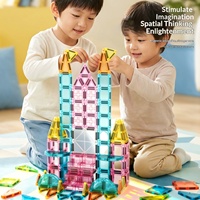 Juego de Bloques Magnéticos de Construcción para Niños, con Ventana de Colores, en Caja de Plástico Portátil, Mini Bloques de 3.75cm, Juguete de Ensamblaje para 4-6 Años