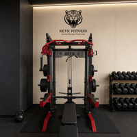 Machine multifonctionnelle intégrée avec barre de traction haute-basse, barre de redressement, rack de squat, barre de dips et poulie à charge de disques, à structure complète