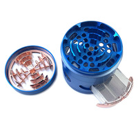 Moulin à herbes et épices personnalisé en gros, 63 mm, 4 couches, en alliage de zinc, à dents de broyage rapides, avec tiroir transparent, accessoire pour fumeurs