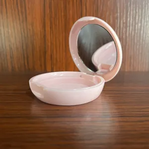 10g loses Pulver glas mit Spiegel/rosa Kosmetik pulver Kompakt etui/Blush Makeup Powder Jar