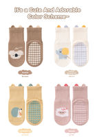 Chaussettes antidérapantes pour bébés, semelle en silicone, coton doux, motif animal, certifiées, pour nourrissons et tout-petits, garçons et filles, 0-3 ans
