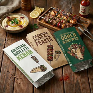Bolsa de Papel Kraft Forrada con Papel de Aluminio Antigrasa Personalizada al por Mayor para Envasado de Pollo Asado, Comida Frita y BBQ - Product Image 3
