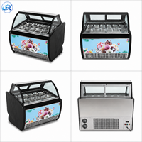 Congélateur commercial à glace sans givre avec refroidissement par air, vitrine incurvée en verre haute transparence anti-buée, tension personnalisable