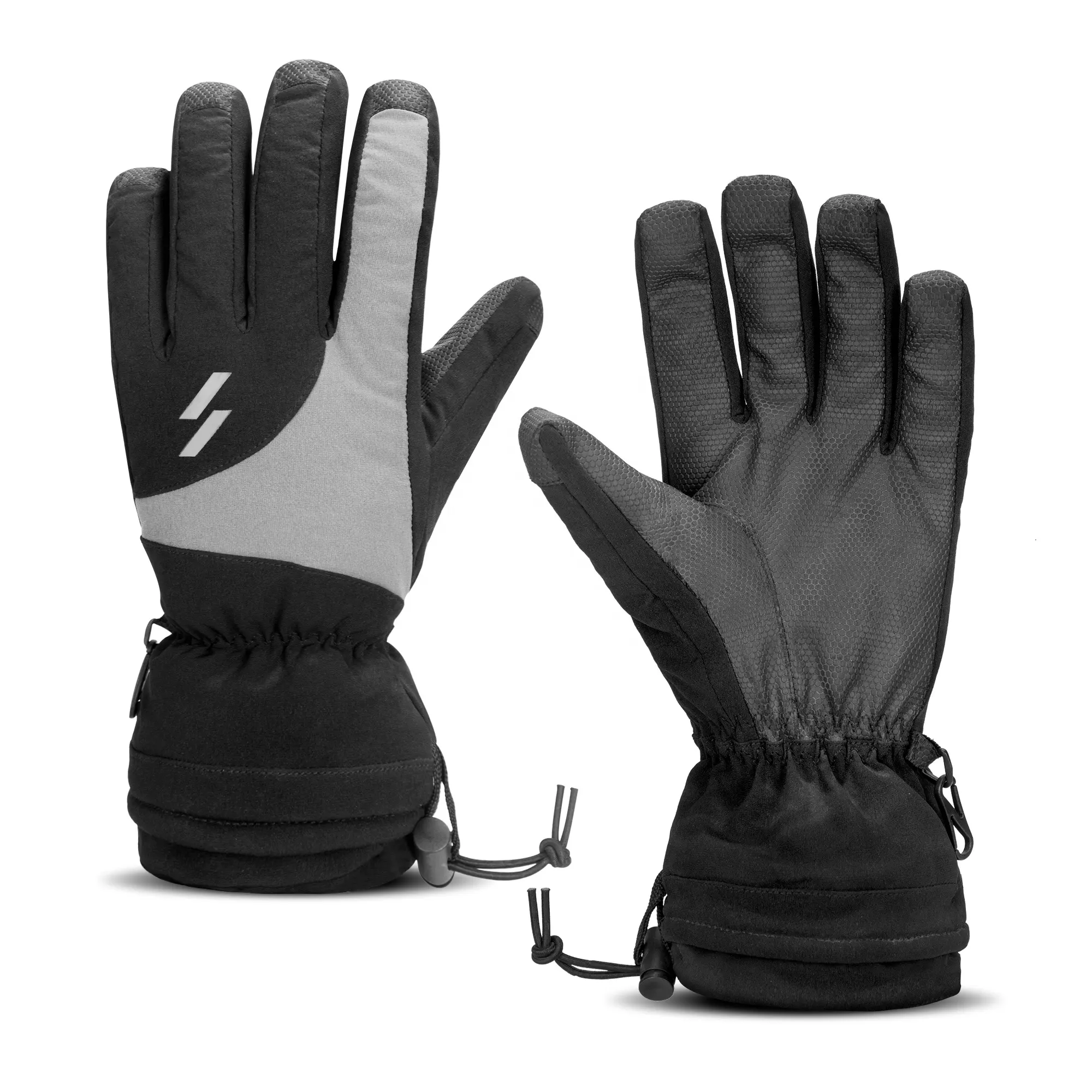 ASRQGOAL Men Women Running Cycling Driving Black Warm Long Finger Touch Screen Polar Fleece Non-slip Winter Gloves