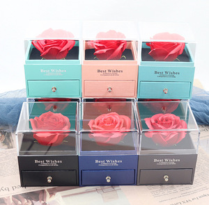 Boîte à roses éternelles de luxe, best-seller 2025, fleurs et plantes décoratives carrées pour la Saint-Valentin et la fête des mères - Product Image 1