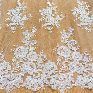 수제 DIY 액세서리 패치 천연 흰색 섬세한 구름 베일 수 놓은 꽃 레이스 메쉬 웨딩 원피스 의류 조립 - Product Image 1