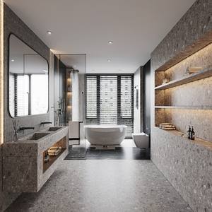 Espejo de Maquillaje Moderno de Vidrio Wenge para <span class=keywords><strong>Baño</strong></span> con Escritorio y Silla, Combinación de Lavabo y <span class=keywords><strong>Mueble</strong></span> para Apartamento - Product Image 5