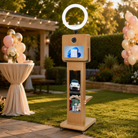 Photomaton rétro pour mariage et fête, logiciel gratuit, flight case, écran 29 pouces, écran tactile 15,6 pouces, grain de bois, photomaton DSLR