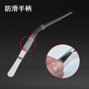 Stainless steel knee-shaped tweezers, ear and nose <b>clips</b>, 14cm for nose hair removal, 16cm for ear canal cleaning, curved tip - Product Image 2